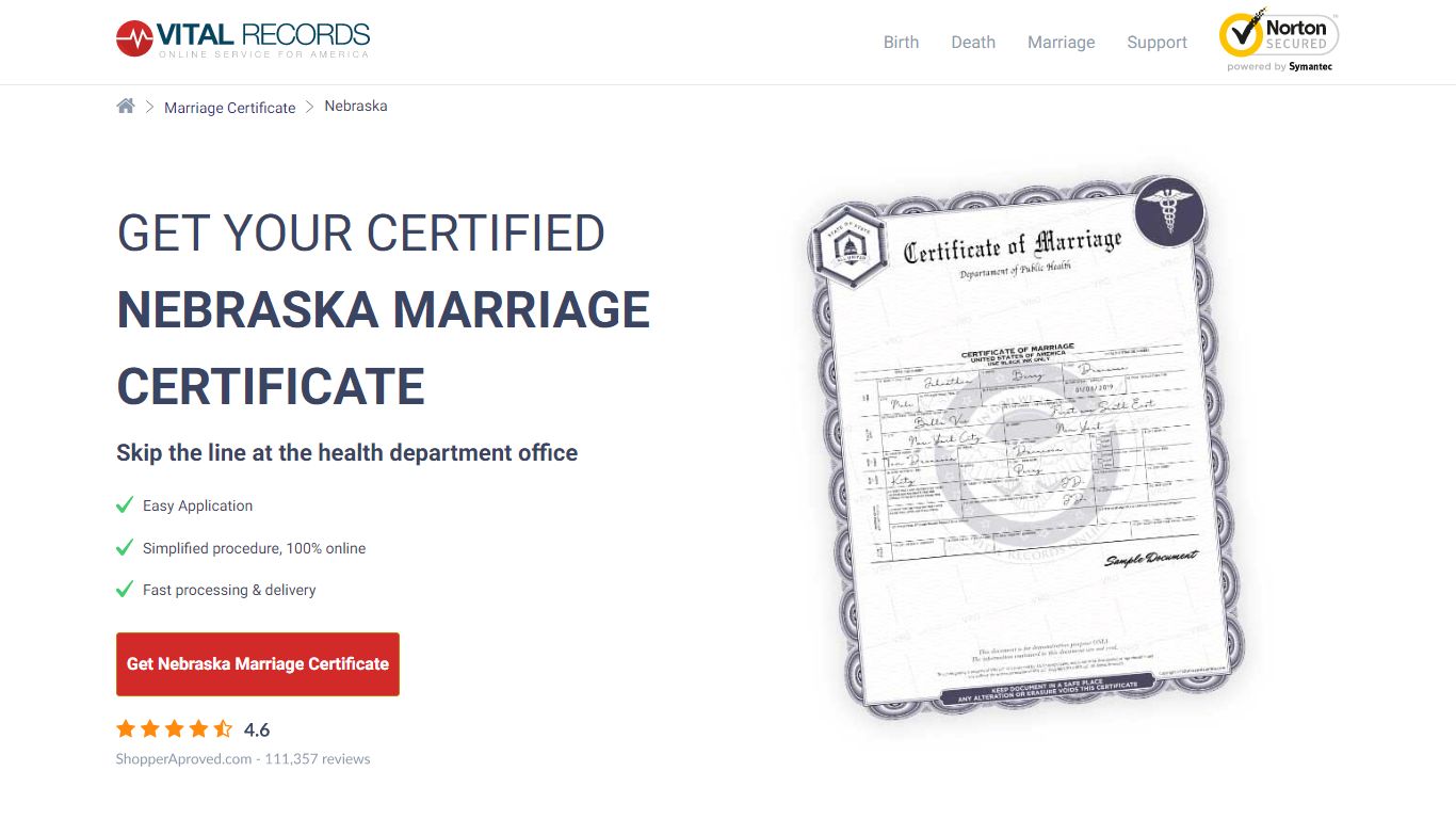 Official Nebraska Marriage Certificate | Get Your Marriage Records